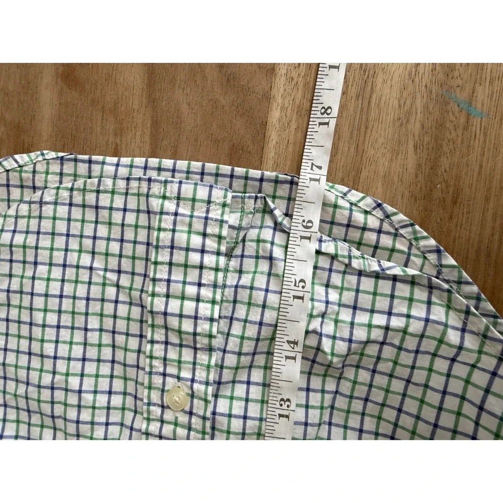 Ralph Lauren Toddler Boys Plaid Button Down Shirt White Blue Green Size 3T